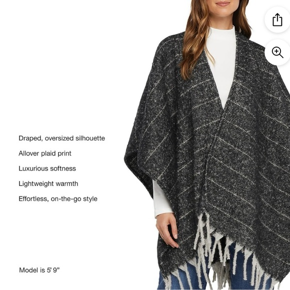 NWT- Women’s Chic Black Woolrich Shawl/Wrap One Size - Picture 6 of 10